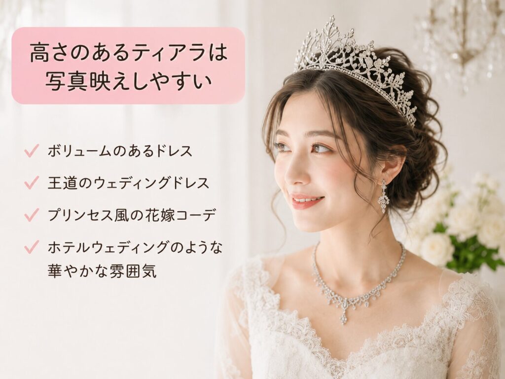 SHEINの高さがあるティアラの解説をしている画像