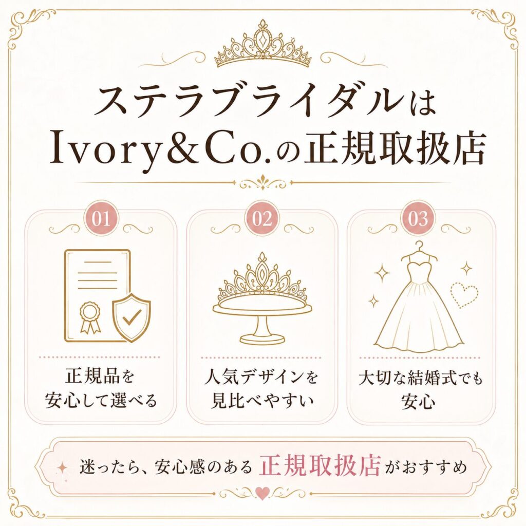 H3「IステラブライダルはIvory&Co.の正規取扱店」の見出し図解