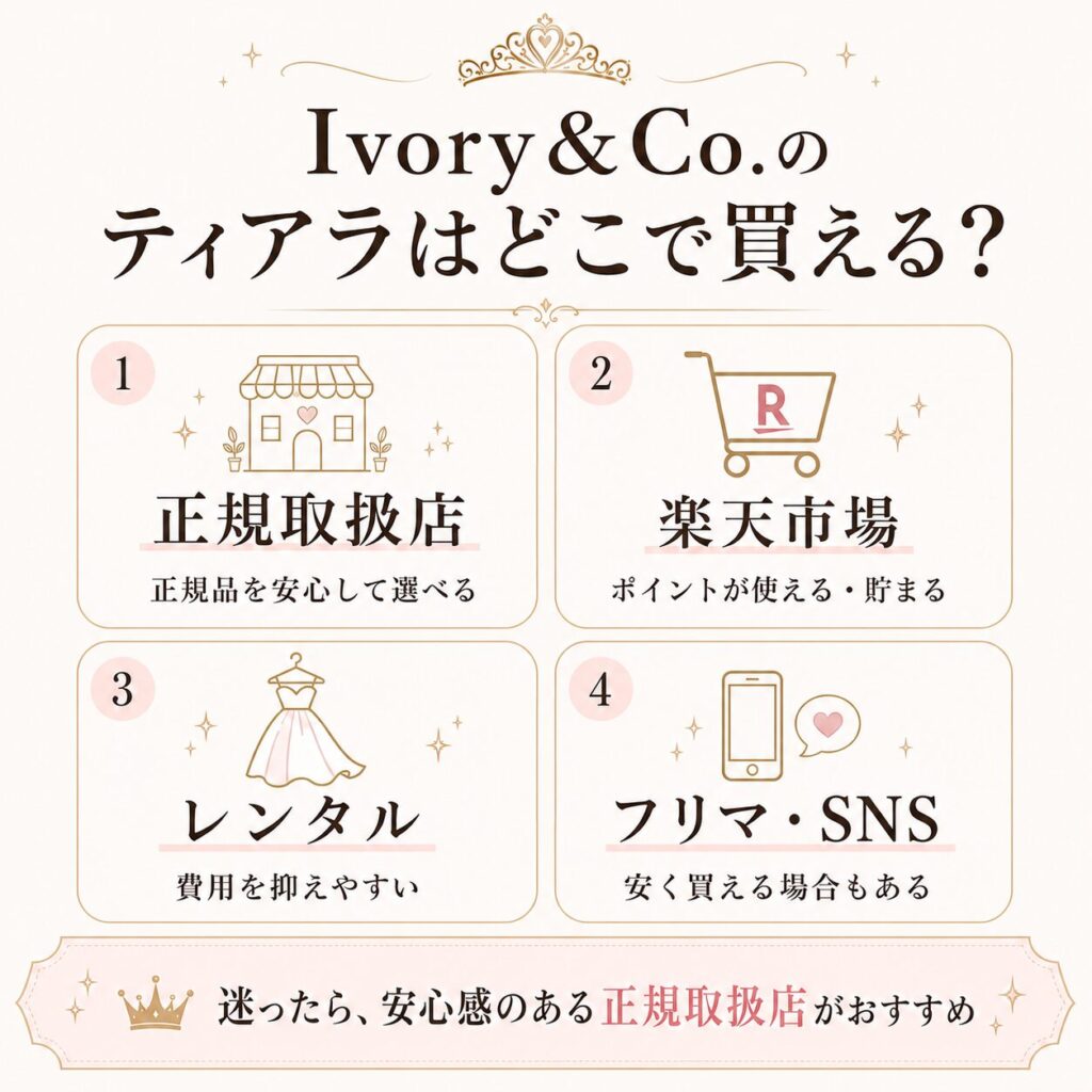 H2「Ivory&Co.のティアラはどこで買える？」の見出し図解