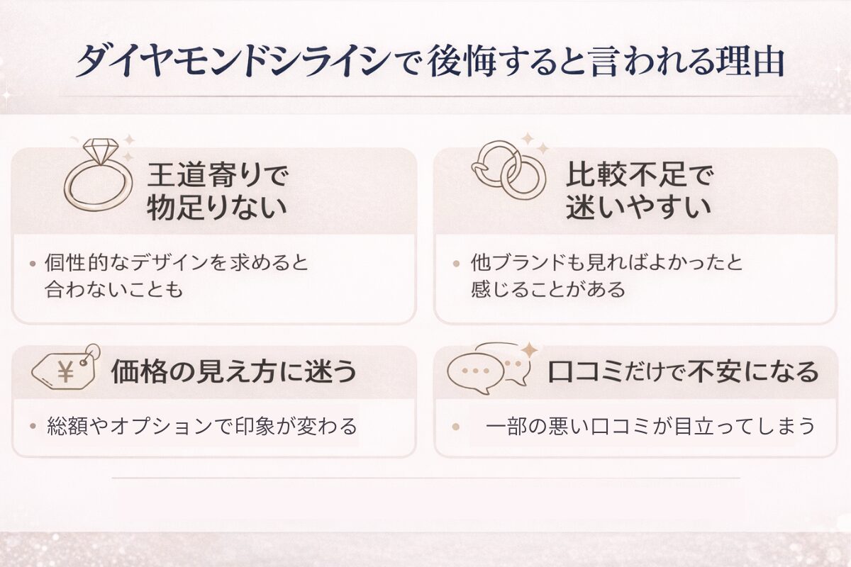 ダイヤモンドシライシで後悔すると言われる理由をまとめた図解