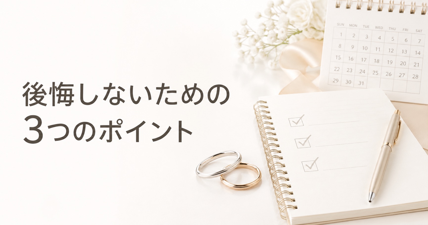 結婚指輪選びで後悔しないための3つのポイントをイメージした挿入画像