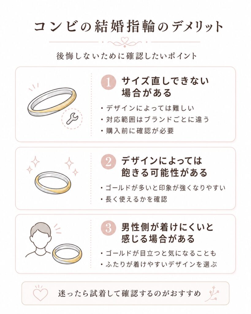 コンビの結婚指輪のデメリットと確認ポイントをまとめた図解