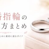 結婚指輪の選び方まとめを紹介するアイキャッチ画像。プラチナの結婚指輪とダイヤ付きリングが並んでいる